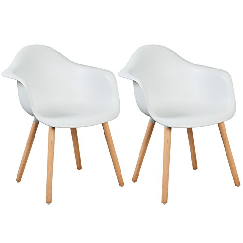 WOLTU BH37ws-2 Esszimmerstühle 2er Set Esszimmerstuhl mit Lehne Design Stuhl Küchenstuhl Holz Weiß