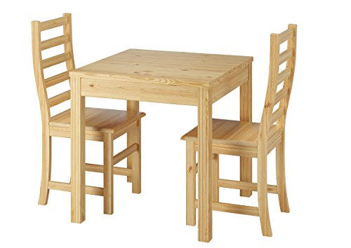 Erst-Holz® Schöne Essgruppe mit Tisch und 2 Stühle Kiefer Natur Massivholz 90.70-50 C -Set 21