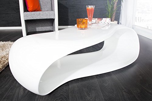 DuNord Design Couchtisch Sofatisch GRAVITY weiß 110cm hochglanz modern Fiberglas Design Lounge Tisch