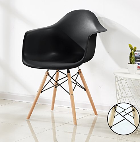 P & N Homewares® Romano Da Moda Wanne Stuhl Kunststoff Retro Esszimmer Stühle weiß schwarz grau rot gelb grün Retro schwarz