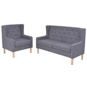vidaXL Sofa Set 2-tlg. 2-Sitzer Stoff Grau Sofagarnitur Couch Polstersofa