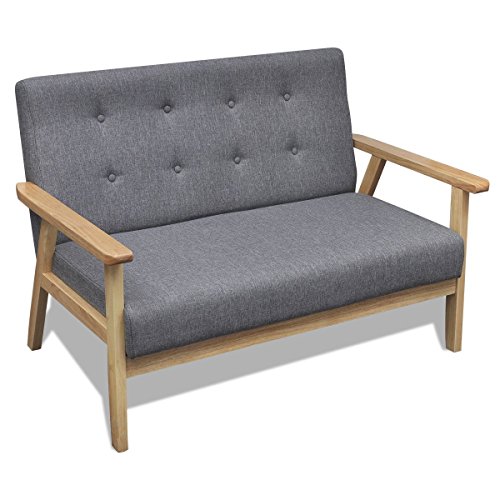 vidaXL Retro Holz Sofa Couch Sofagarnitur Polstermöbel Polstersofa Knopfdeko