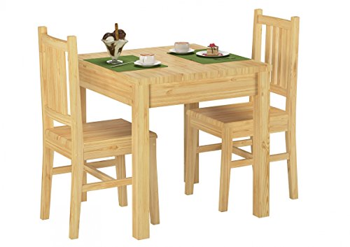 Erst-Holz® 90.70-52 Set Schöne Essgruppe mit Tisch und 2 Stühle Kiefer Massivholz