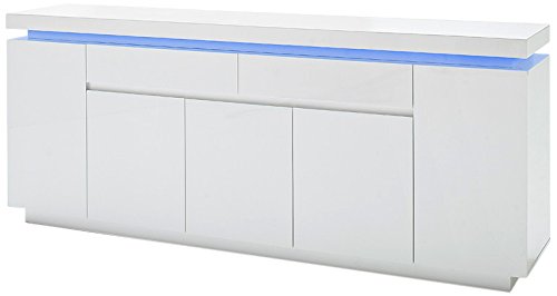 Robas Lund Sideboard, Kommode, Ocean, Hochglanz/weiß, LED, inkl. Fernbedienung, 200 x 40 x 81 cm, 48985WW8