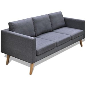 vidaXL Sofa 3-Sitzer Polstersofa Stoffsofa Lounge Couch Holz Design Sitzmöbel
