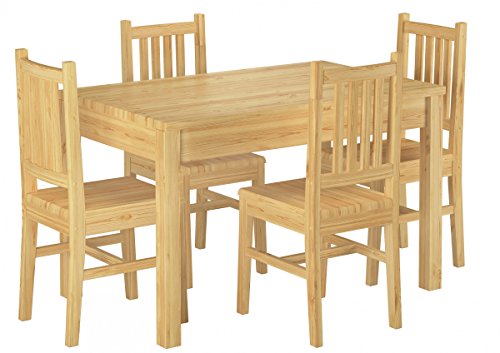 90.70-53 Set Schöne Essgruppe mit Tisch und 4 Stühlen Kiefer Massivholz Esstisch