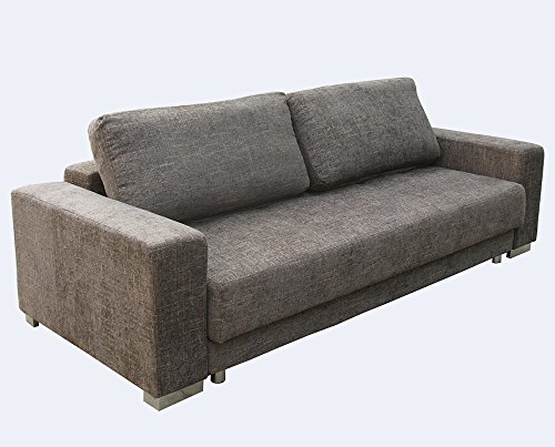 1A 3-er Schlafsofa Polster Couch mit Bettfunktion Federkern braun-grau