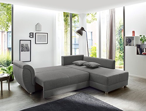 Wohnlandschaft Tapio 256x196 cm grau Schlafsofa Eckcouch Couch Sofa Polsterecke Bettkasten Wohnzimmer