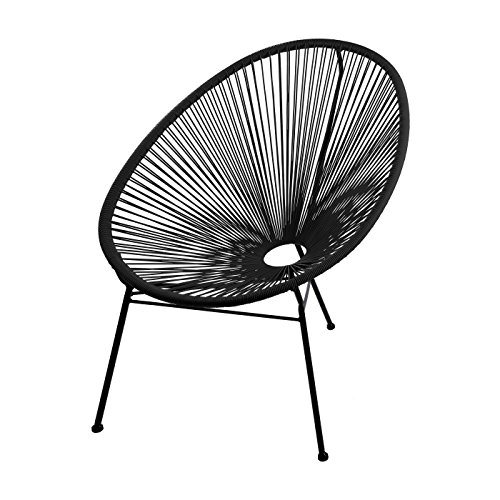 SKASON PULKKO - klassischer Design-Sessel im "Acapulco-Style", Outdoorstuhl, Gartensessel, ganz in schwarz