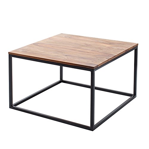 Riess Ambiente Design Couchtisch BIG FUSION 70cm Sheesham Massivholz Eisen schwarz Sofatisch Holztisch Tisch