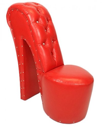 Casa Padrino High Heel Sessel mit Dekosteinen Rot Luxus Design - Designer Sessel - Club Möbel - Schuh Stuhl Sessel