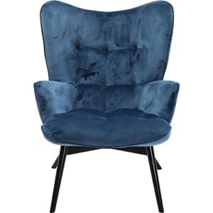 KARE Design Sessel Vicky 82609 mit Armlehnen, Ohrensessel mit Samt Bezug, Polstersessel in Petrol, pflegeleichte Oberfläche, Füße aus massiver Buche lackiert, 59x63x92cm