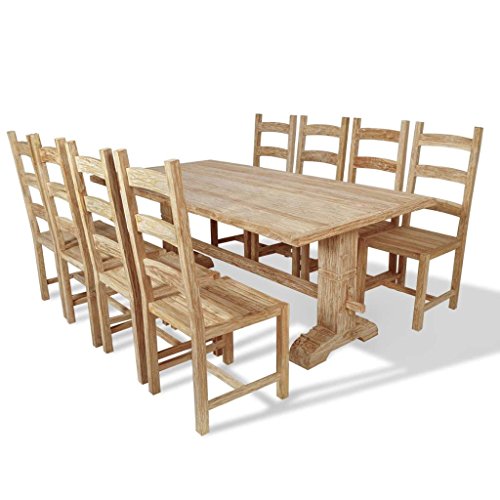 vidaXL Teak Massivholz 9-tlg. Essgruppe Sitzgruppe Esstischset Tisch mit Stühlen