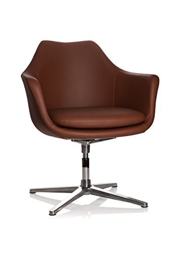 hjh OFFICE 600988 Lounge Sessel ARTEMIA Kunstleder Braun Drehsessel im eleganten Design