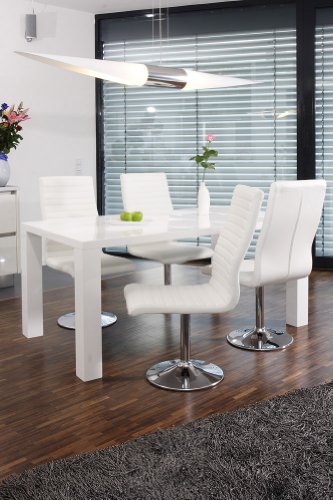 SalesFever Essgruppe Tisch 180x90 cm weiß mit 6 Stühlen Lio aus Kunstleder Luke Stühle weiß