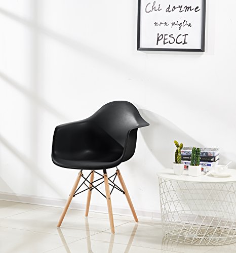 P & N Homewares® Romano Da Moda Wanne Stuhl Kunststoff Retro Esszimmer Stühle weiß schwarz grau rot gelb grün Retro schwarz