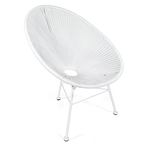 Retro Lounge Sessel Acapulco Mexiko Design Indoor & Outdoor Rahmen & Füße Pulverbeschichtet; Farbe Weiss "All White"
