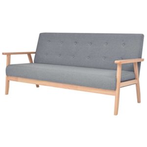 vidaXL 3-Sitzer Sofa Armlehnen Stoff Holz Grau Polstersofa Loungesofa Couch