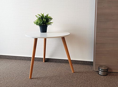 Design Couchtisch weiß - Retro Beistelltisch 48 cm - Holz Deko Tisch Sofatisch