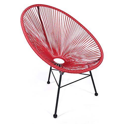 Retro Lounge Sessel Acapulco Mexiko Design Indoor & Outdoor Rahmen & Füße Pulverbeschichtet; Farbe Rot