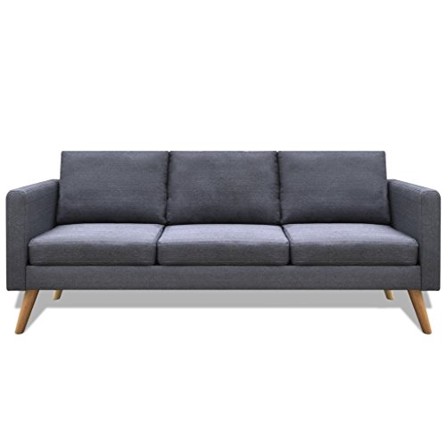 vidaXL Sofa 3-Sitzer Polstersofa Stoffsofa Lounge Couch Holz Design Sitzmöbel
