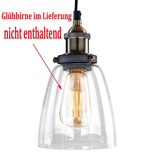 EMOTREE 1x Glas Schirm Hängelampe Pendelleuchten Retro Antik U-Form Nostalgia Lampe Leuchte für E27 Glühbirne