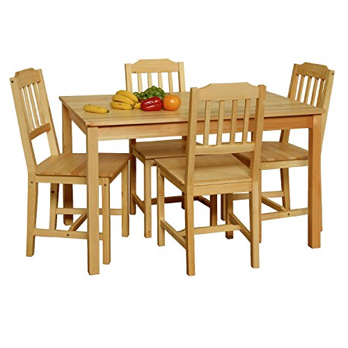 Essgruppe mit Tisch und 4 Stühlen Kiefer Massivholz