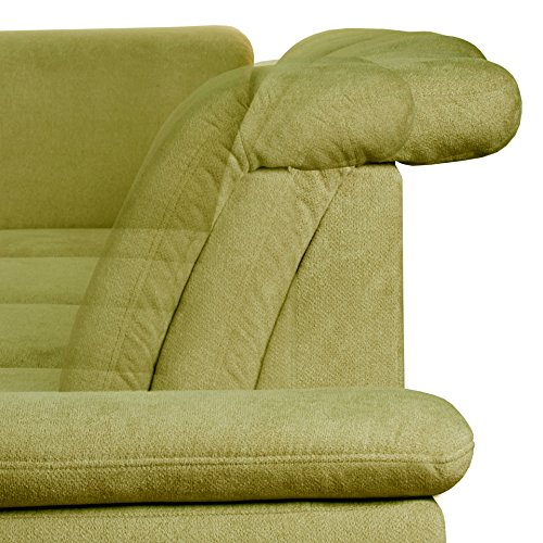 Cavadore Polsterecke Tabagos / Funktionssofa mit Ottomane links / Modernes Sofa mit Sitztiefenverstellung/ Kopfteilverstellung / Armteilverstellung/ 283x85-96x248 (B x H x T) / Farbe: Grün
