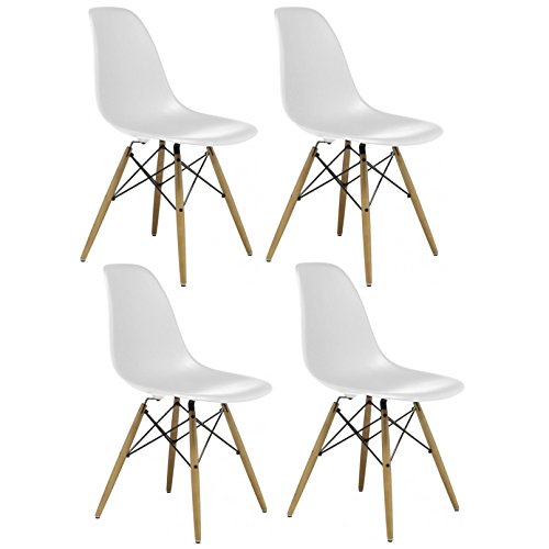 AHOC Charles & Ray inspiriert Eiffelturm Retro Design Wood Style Stuhl für Büro Lounge Küche – weiß (4)