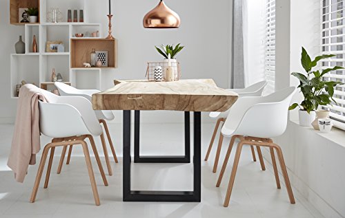 Romeo Wohnzimmerstuhl Esszimmerstuhl 2er-set Weiß Polypropylen und Buchenholz retro design Stuhl für Büro Lounge Küche Wohnzimmergrey (Weiß)