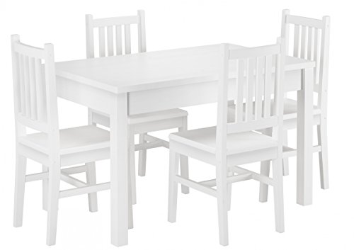 90.70-53 W Set Schöne Essgruppe mit Tisch und 4 Stühlen Kiefer Massivholz Esstisch