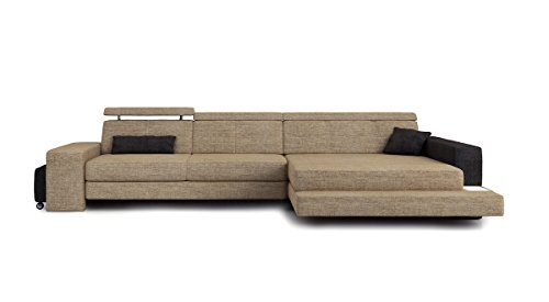 Eckcouch Sofa Couch Stoff Wohnlandschaft modern Designsofa Ecksofa L-Form mit LED-Licht Beleuchtung IMOLA III