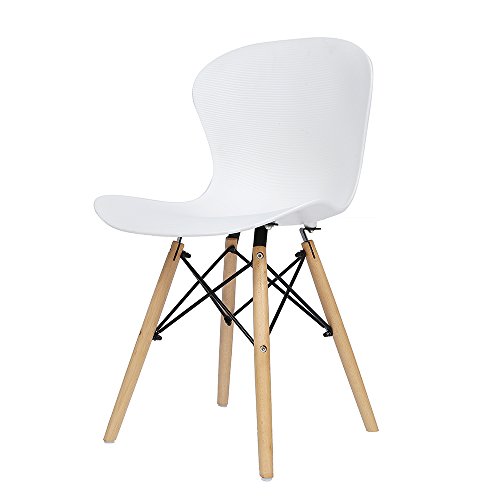 Panana 2 x Holz Eiffel Stuhl aus Kunststoff Gerippter Stuhl Retro, Lounge Esszimmer Stühle weiß