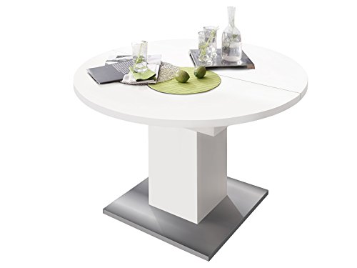 Esszimmertisch Tisch Esstisch Küchentisch Speisentisch Holztisch "Judd II" weiß matt/Edelstahloptik