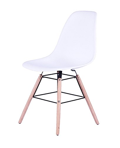 SAM Design-Schalenstuhl Helsinki, Weiß, massive Beine aus Buche, ergonomisch geformte Sitzschale, bequemer Esszimmer-Stuhl für Küche und Wohnzimmer