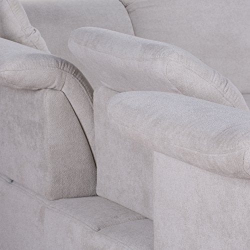 Cavadore Polsterecke Tabagos / Ecksofa mit Ottomane rechts / Modernes Sofa mit Sitztiefenverstellung/ Kopfteilverstellung / 283x85-96x248 (B x H x T) / Farbe: Grau/Weiß