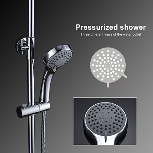Auralum Chrom Duschset Duscharmatur Kupfer Duschsystem mit Regendusche und Handbrause Ohne Wasserhahn Type C