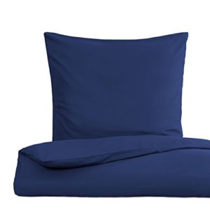 Lumaland Premium Bettwäsche Everyday Ganzjahres Bettbezug mit YKK Reißverschluss 155x220cm & Kissenbezug 80x80cm Navy Blau