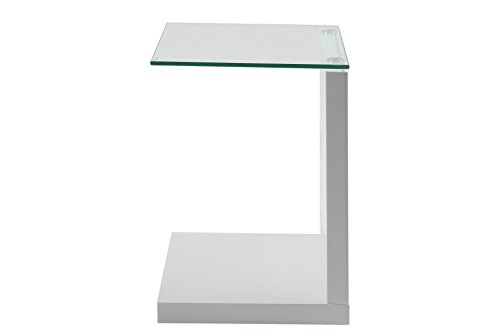 AC Design Furniture 49008 Beistelltisch Michel, Klarglas, ca. 40 x 50 x 35 cm, weiß hochglanz
