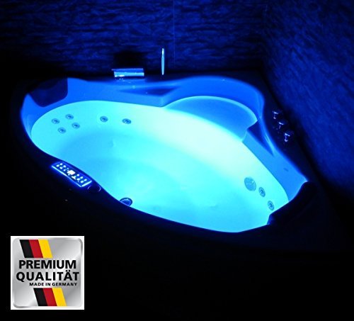 Whirlpool Badewanne Karibik Basic MADE IN GERMANY 140 x 140 + 150 x 150 cm mit 13 Massage Düsen + Unterwasser Beleuchtung / Licht + Balboa + MIT Armaturen