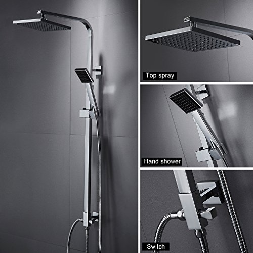 (Duschset ohne Wasserhahn) Duscharmatur Regendusche Duschbrause Duschsystem inkl Handbrause Shower Set, Höhenverstellbar 92~135cm