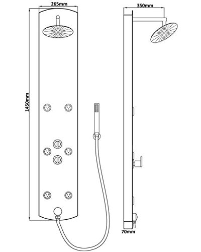 Duschpaneel mit Thermostat Weiss Eckmontage Regendusche Dusche Duscharmatur Duschsäule Armatur Handbrause Duschkopf Duschsystem