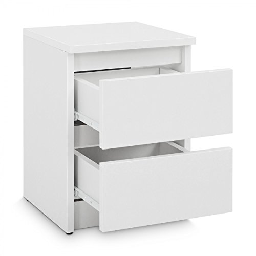 Galdem GANA2WS Nachttisch mit 2 Schubladen, Holz, weiß, 30 x 40 x 30 cm
