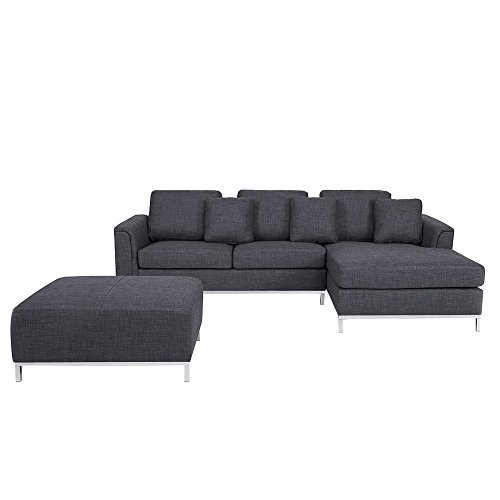 Beliani Designersofa - Polstersofa - Sofa - Couch - Ecksofa L - Eckcouch, Grau - Oslo
