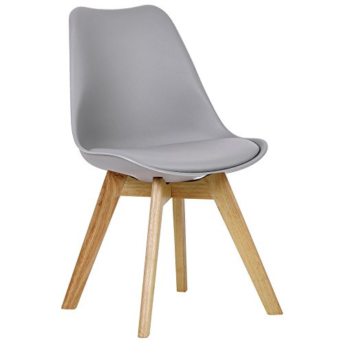 WOLTU BH29gr-1 1 x Esszimmerstuhl 1 Stück Esszimmerstuhl Design Stuhl Küchenstuhl Holz Neu Design Grau