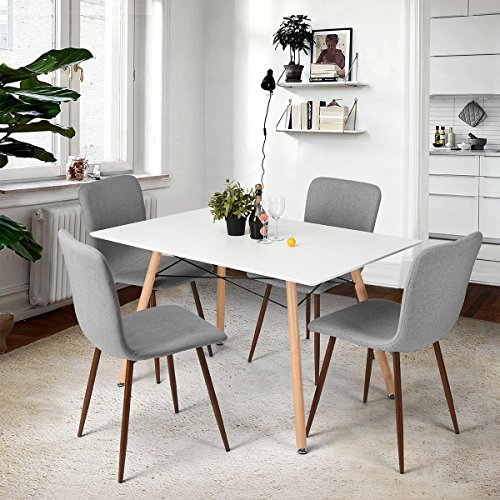 coavas Dining Chairs Set aus 4 Stoff Küchenstühlen mit stabilen Metallbeinen für Esszimmer, Grau