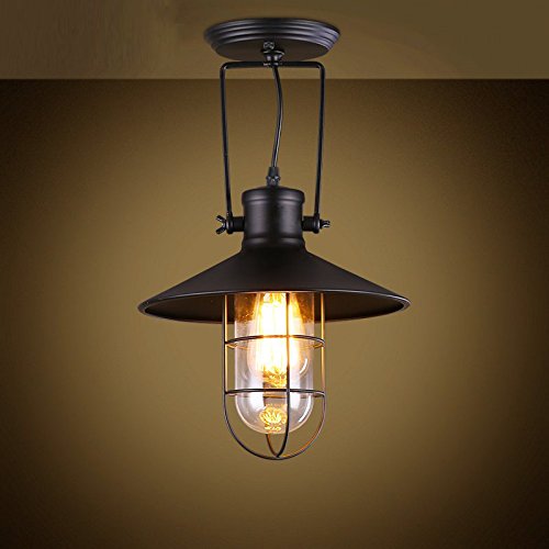 hahaemall Moderne Industrielle Metall Glas Pendelleuchte Loft Lampe Retro Deckenleuchte Lampe