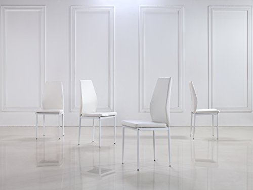 i-flair 4er Set Stühle Stuhl Esszimmerstühle, Küchenstühle mit Hochwertigem Kunstlederpolster Raul (4, Weiß)