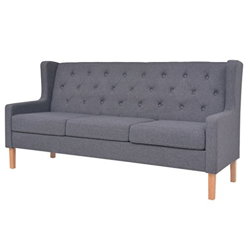 vidaXL 3-Sitzer Sofa Stoff Skandinavisch Grau Couch Polstersofa Stoffsofa