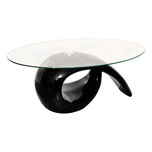 vidaXL Couchtisch Beistelltisch Kaffeetisch Tisch Glasplatte Hochglanz Schwarz